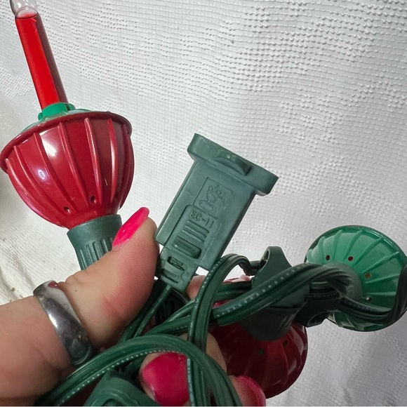 Vintage Christmas Bubble Lights Set 7 with cord - works red green holiday - Picture 3 of 4